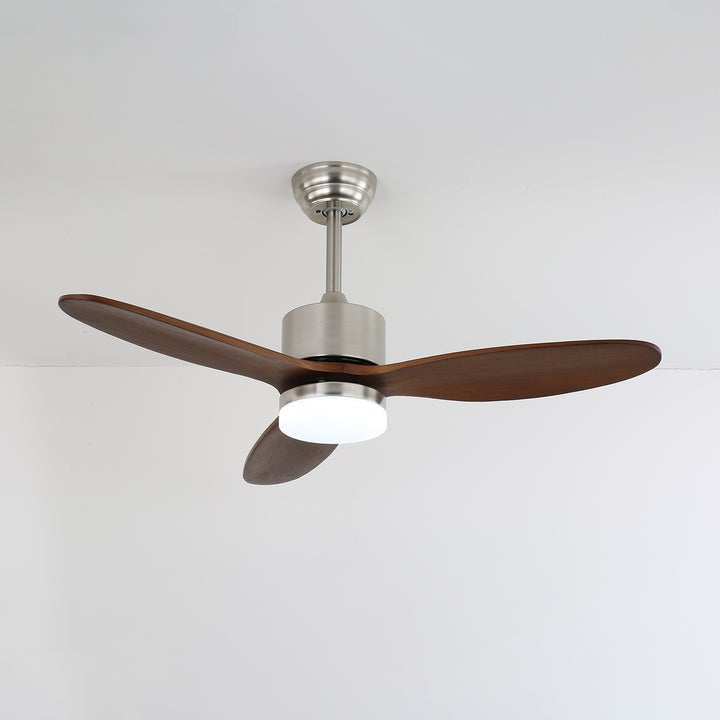 Wooden Blade LED Ceiling Fan Light – Modern Nordic Dimmable Design