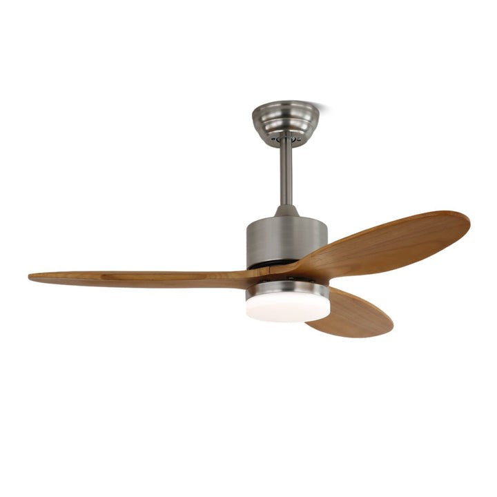 Wooden Blade LED Ceiling Fan Light – Modern Nordic Dimmable Design