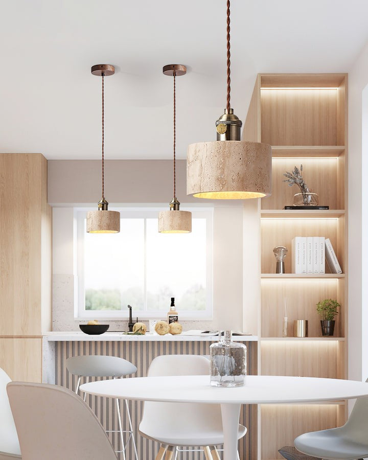 Yellow Travertine Ceiling Pendant Light