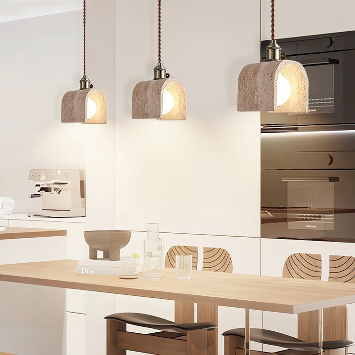 Yellow Travertine Ceiling Pendant Light