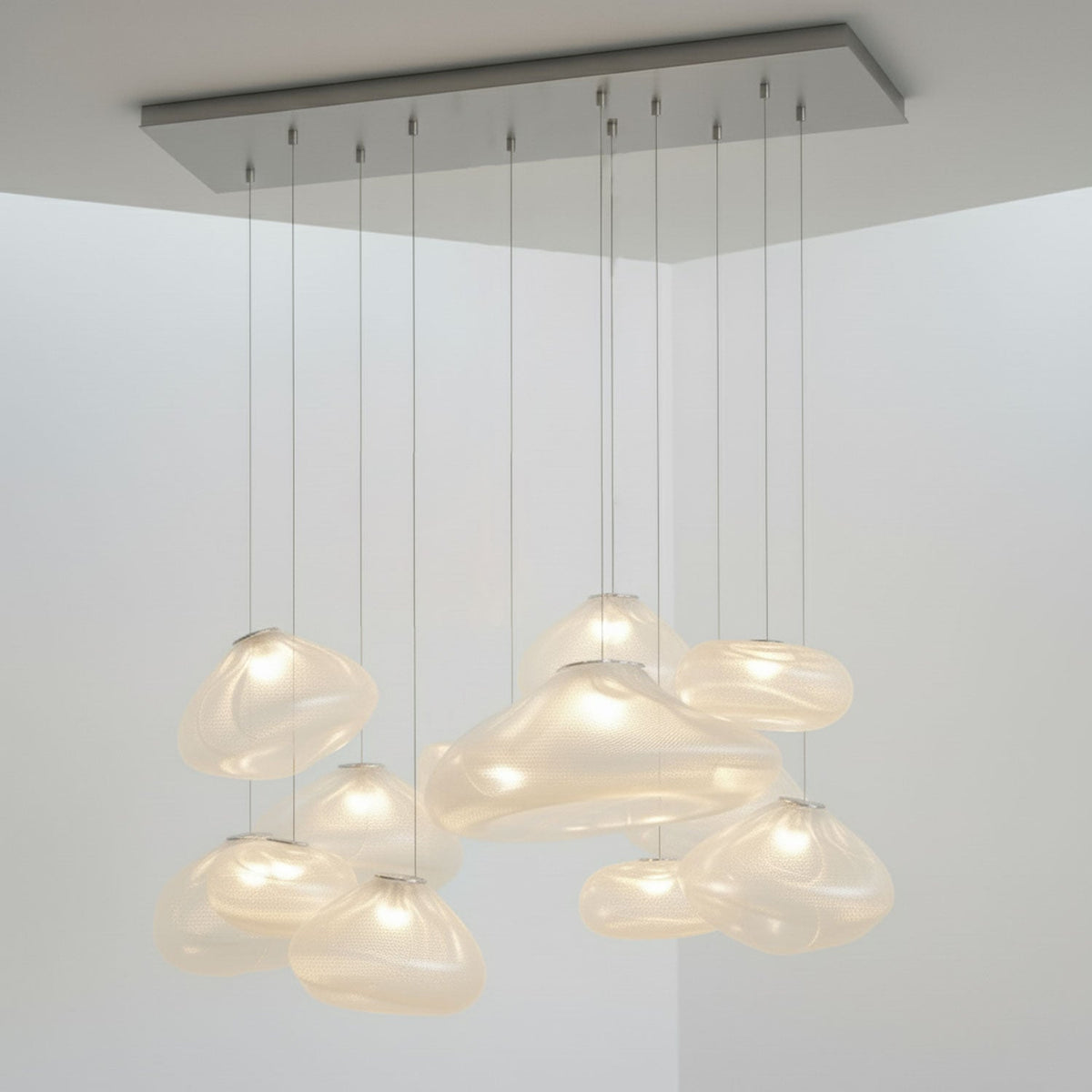 Blown Glass Mesh Pendant Light