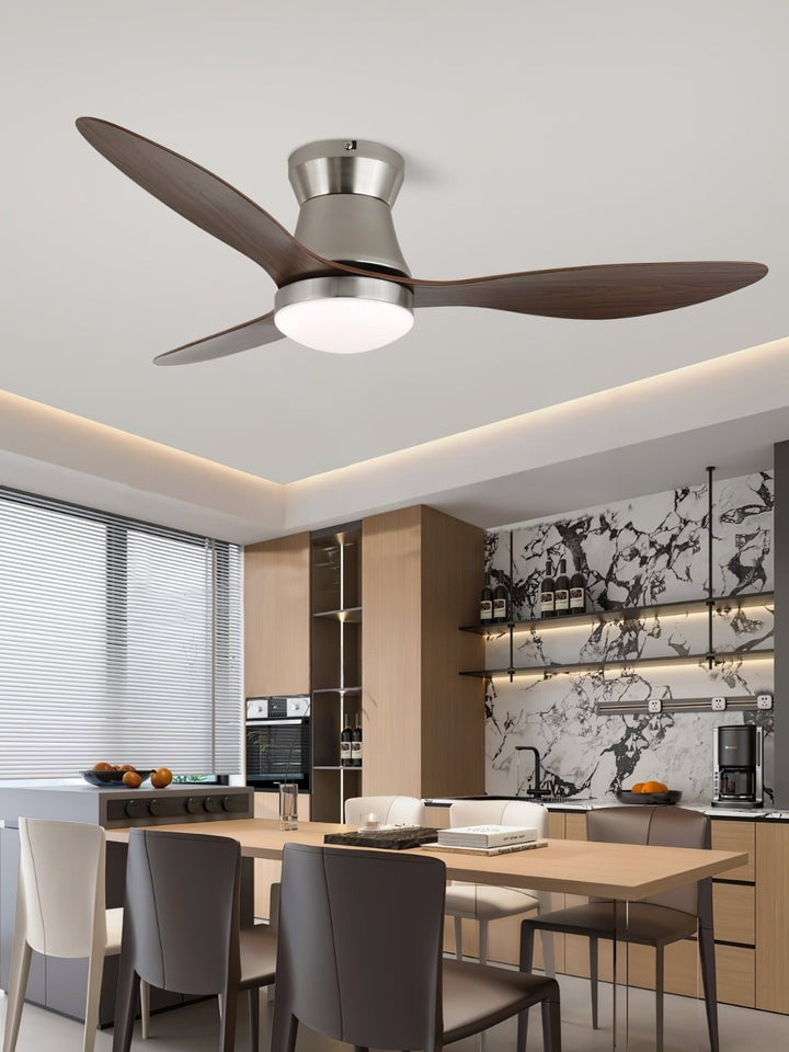 42-Inch Brushed Nickel LED Ceiling Fan with Walnut Blades