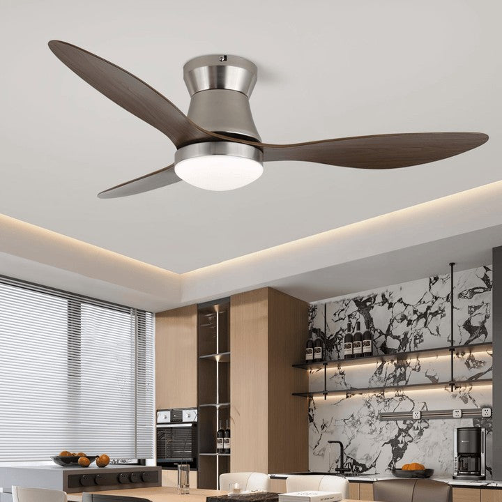 42-Inch Brushed Nickel LED Ceiling Fan with Walnut Blades