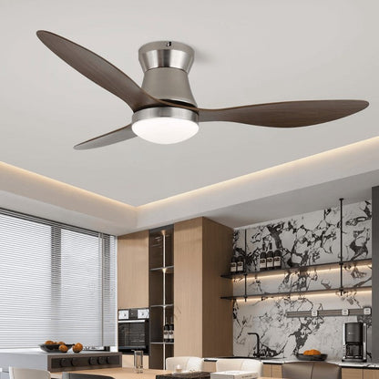 42-Inch Brushed Nickel LED Ceiling Fan with Walnut Blades