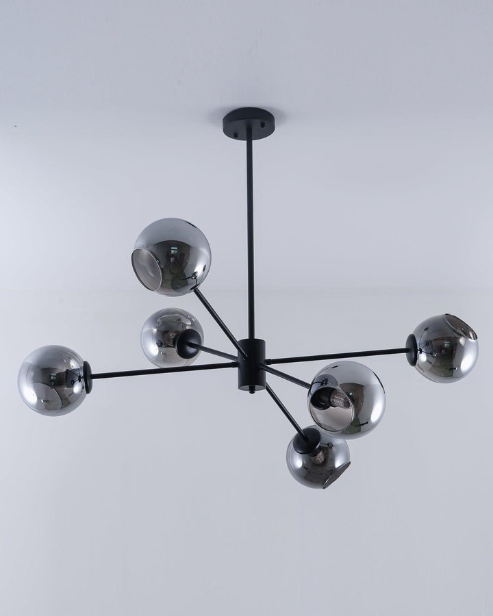 6-Light Staggered Glass Orb Chandelier