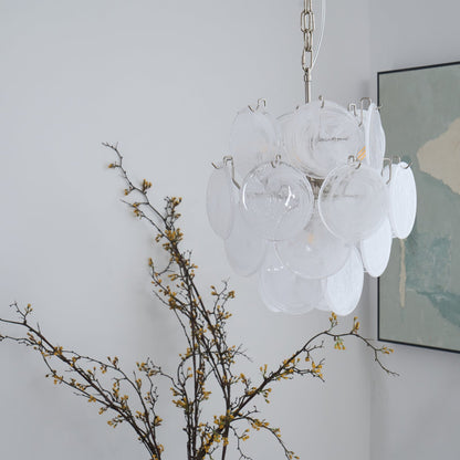 Aqua White Glass Murano Chandelier