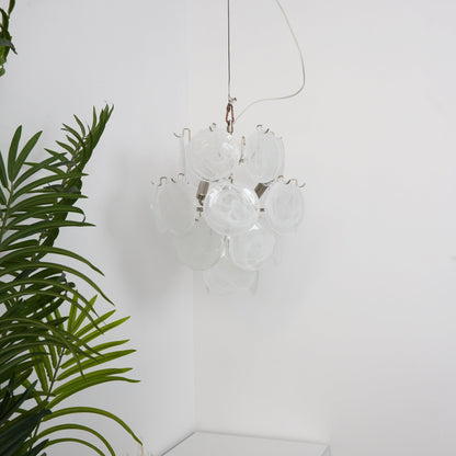 Aqua White Glass Murano Chandelier