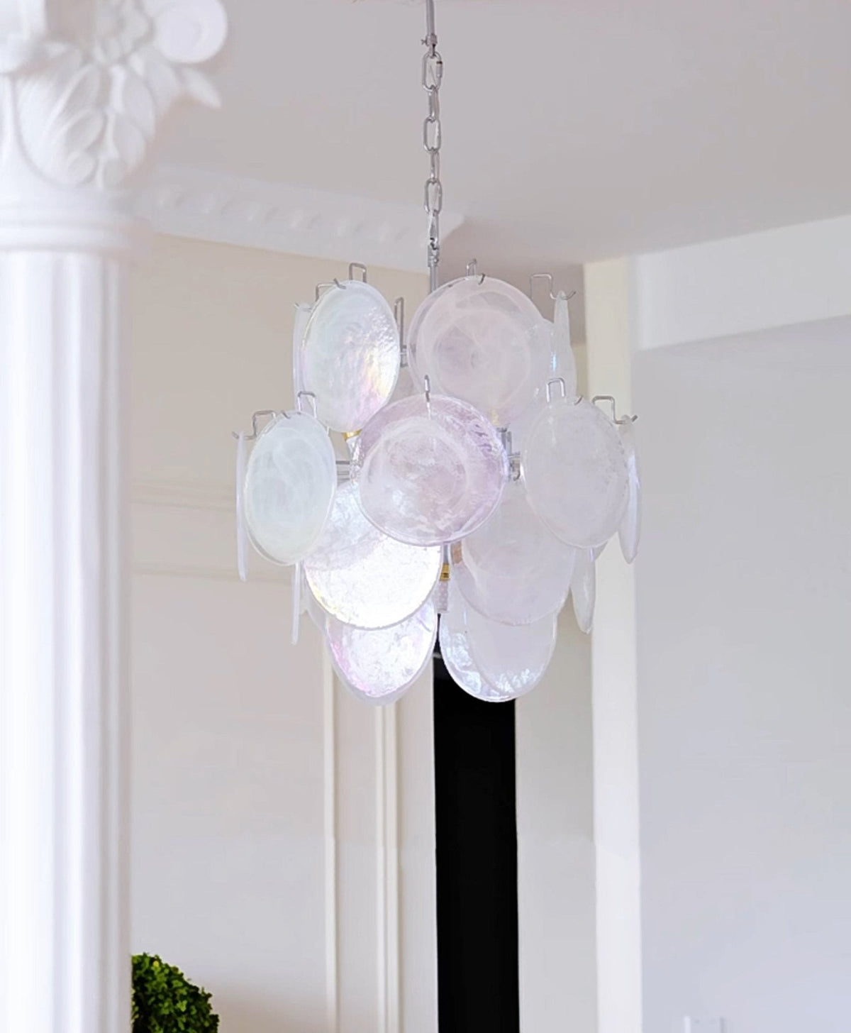 Aqua White Glass Murano Chandelier