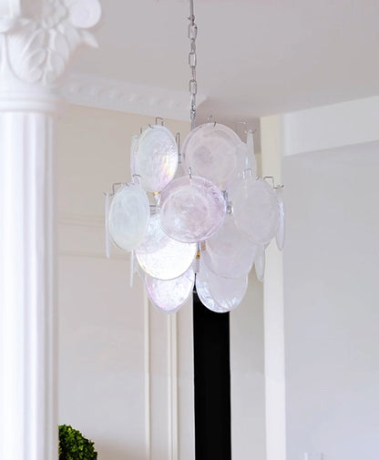 Aqua White Glass Murano Chandelier