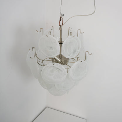 Aqua White Glass Murano Chandelier