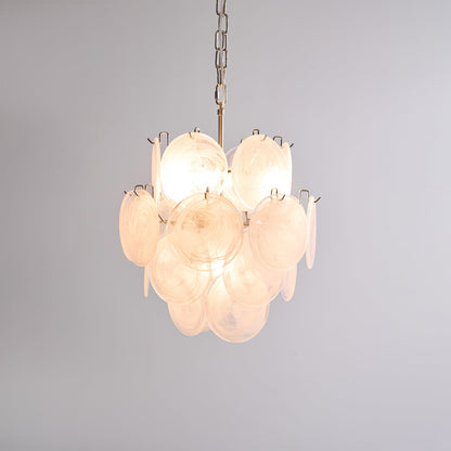 Aqua White Glass Murano Chandelier