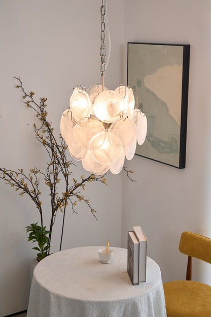 Aqua White Glass Murano Chandelier