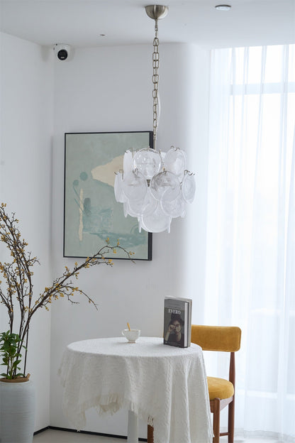 Aqua White Glass Murano Chandelier