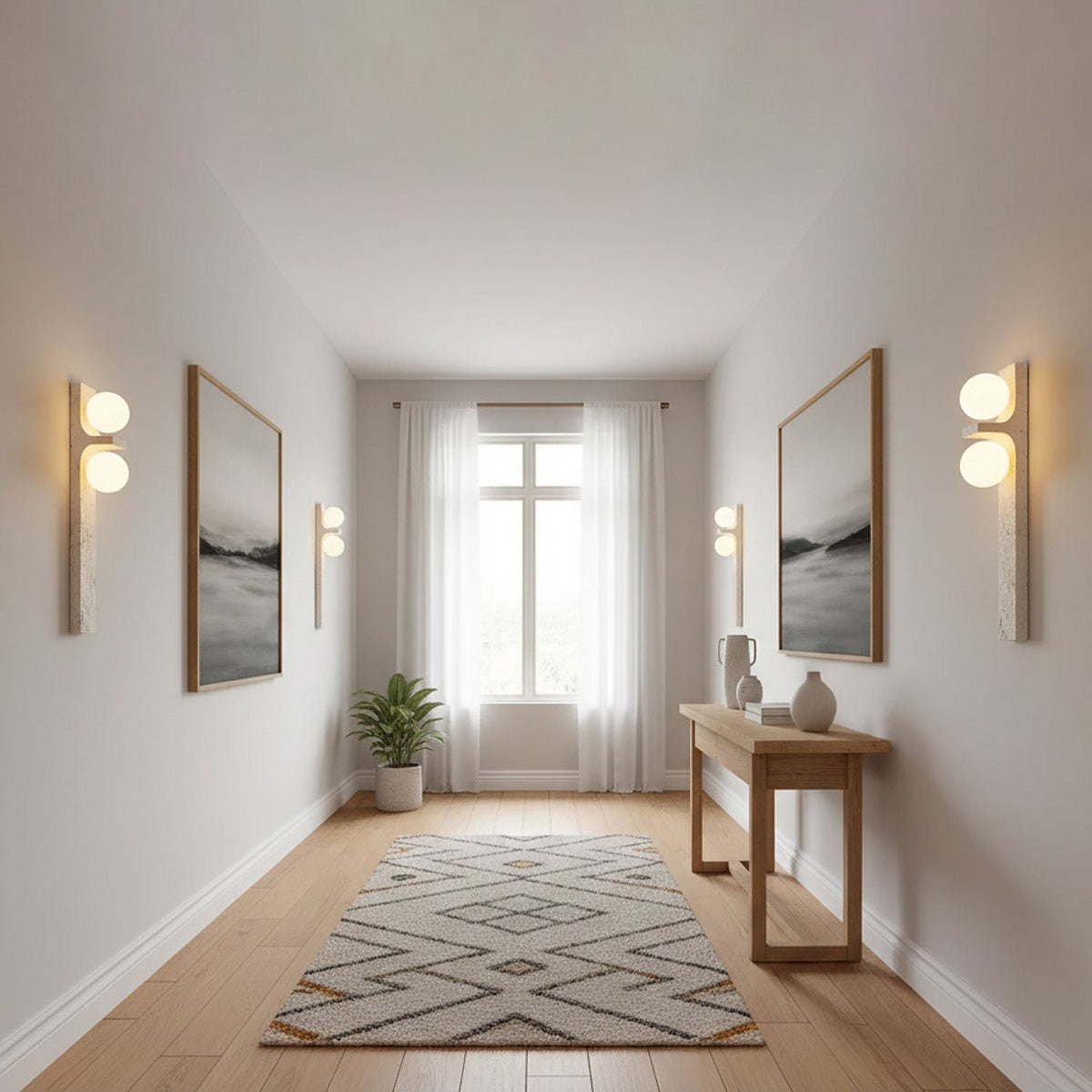 Asymmetrical Travertine Wall Sconce