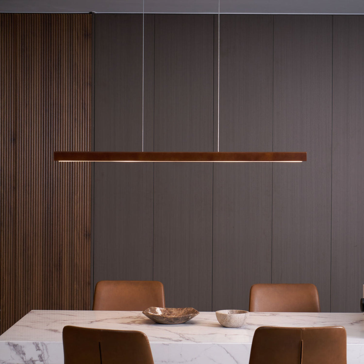 Linear Wooden Pendant Light
