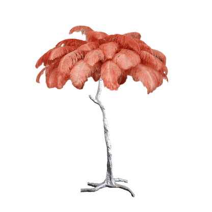 Ostrich Feather Brass Floor Lamp