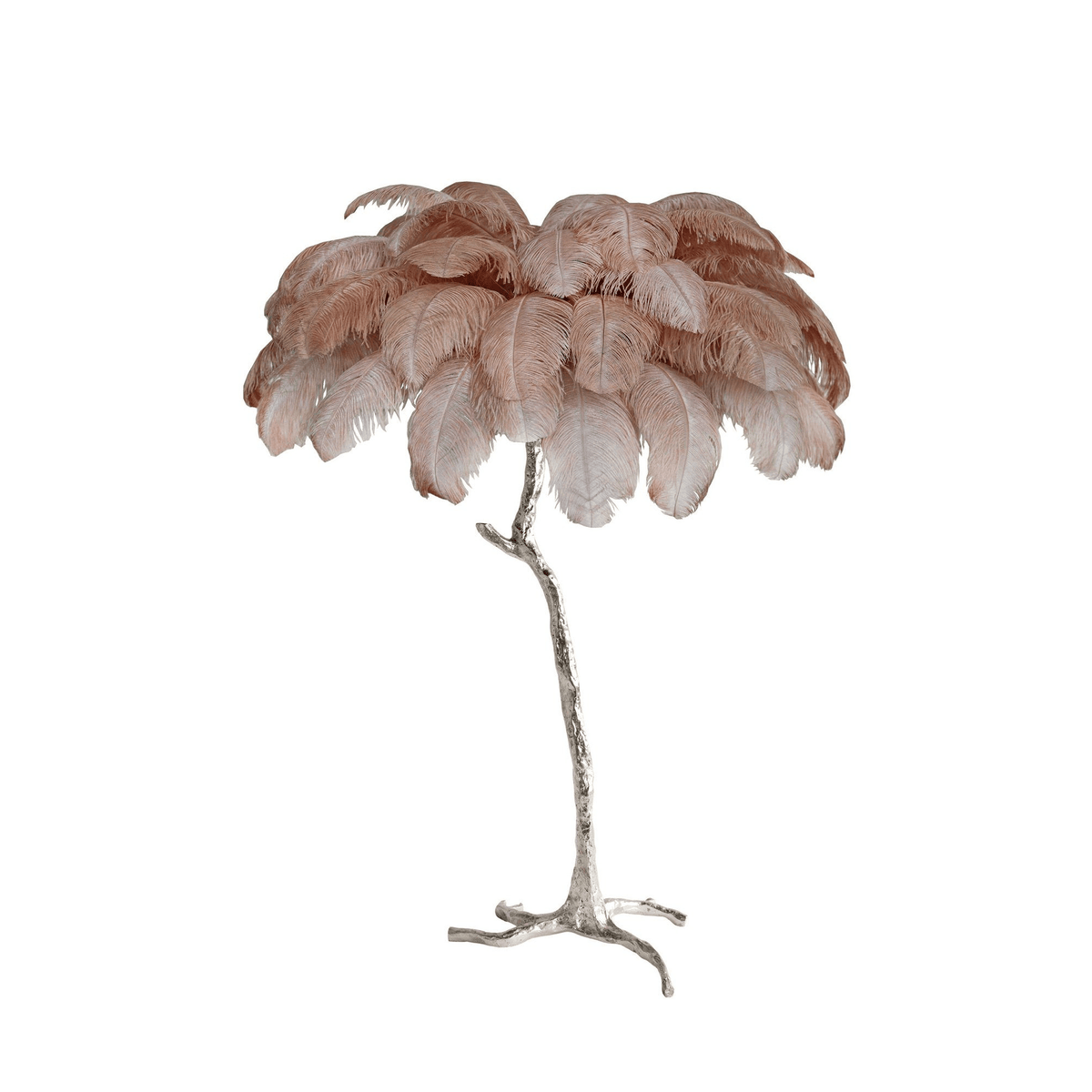 Ostrich Feather Brass Floor Lamp