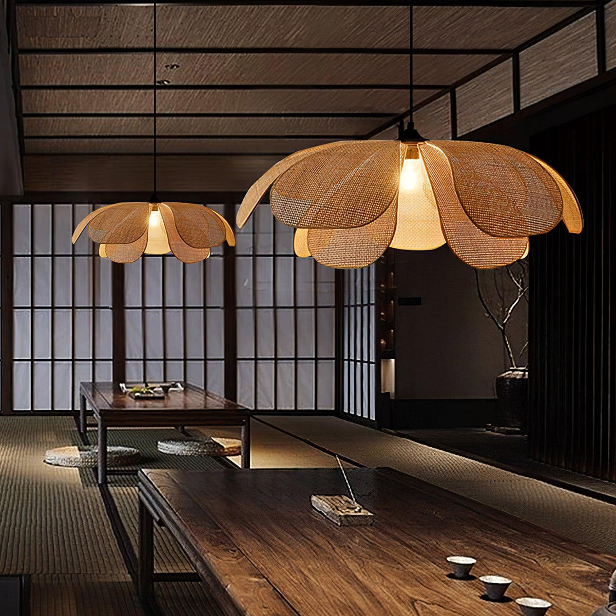 Rattan Petal Pendant Lamp