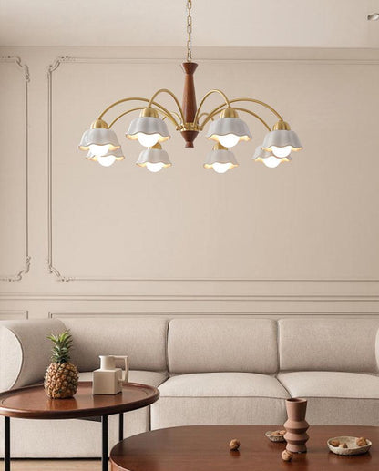 Swedish Modern Gold Chandelier