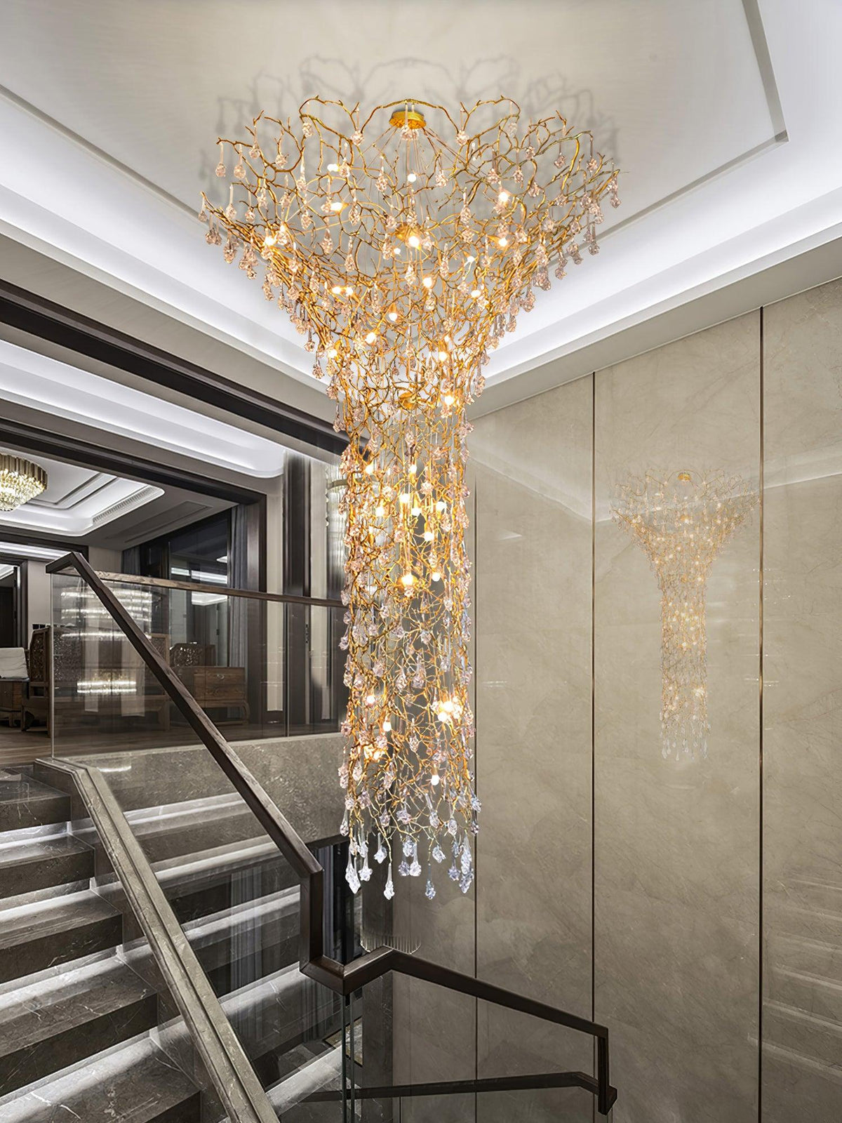 Tree Branch Staircase Chandelier