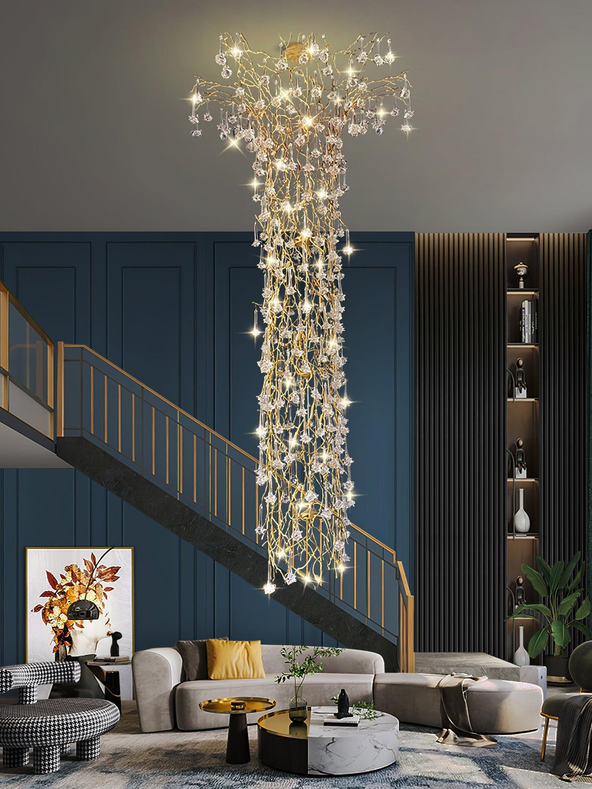 Tree Branch Staircase Chandelier