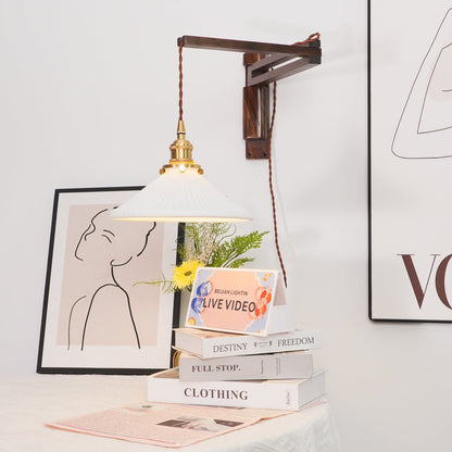 Swing Arm Walnut Wall Light