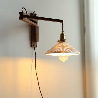 Swing Arm Walnut Wall Light