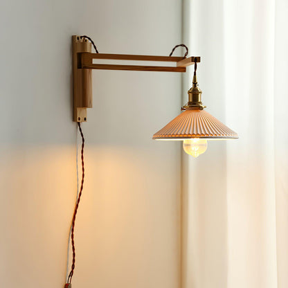 Swing Arm Walnut Wall Light