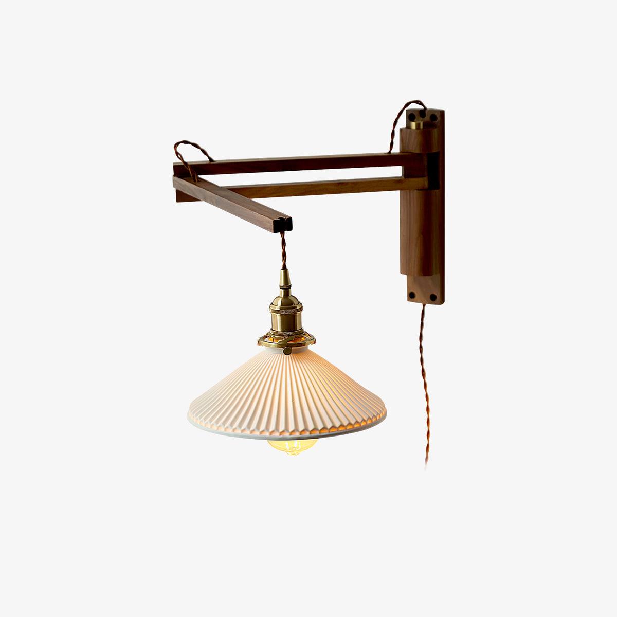 Swing Arm Walnut Wall Light