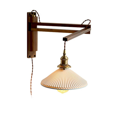 Swing Arm Walnut Wall Light