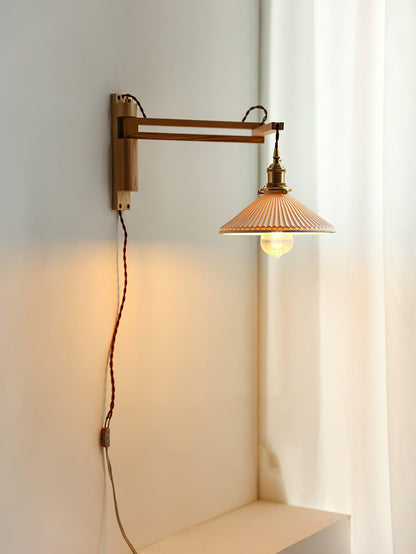 Swing Arm Walnut Wall Light