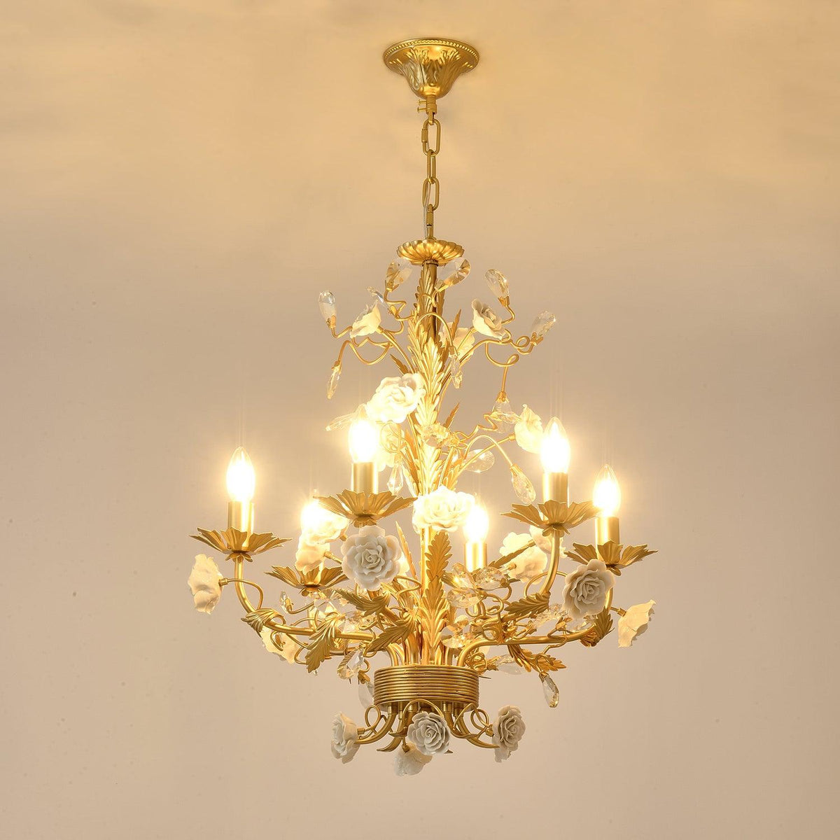 White Rose Crystal Chandelier
