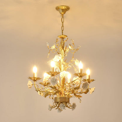 White Rose Crystal Chandelier