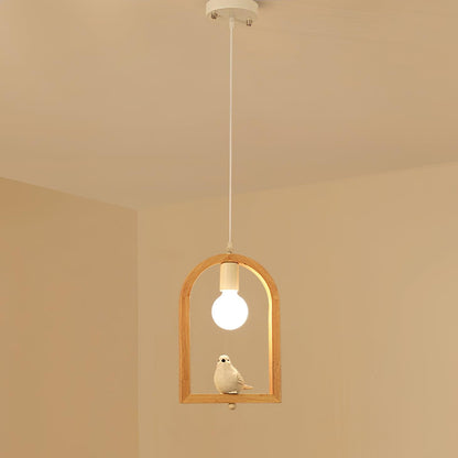 Wood Bird Resin Pendant Light