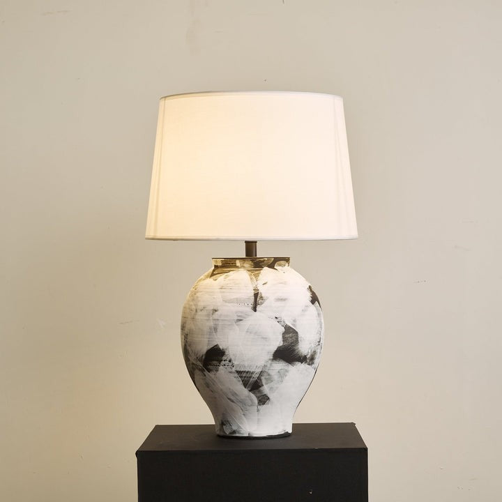 Abstract Ink-Wash Ceramic Table Lamp