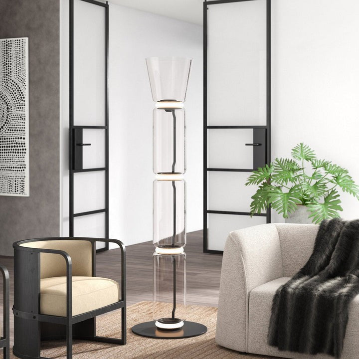Adjustable Hand-Blown Glass LED Floor Lamp