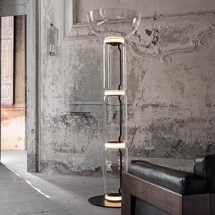 Adjustable Hand-Blown Glass LED Floor Lamp