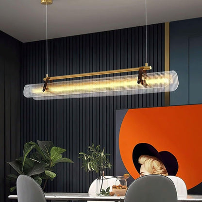 Adjustable LED Acrylic Linear Chandelier Pendant Light