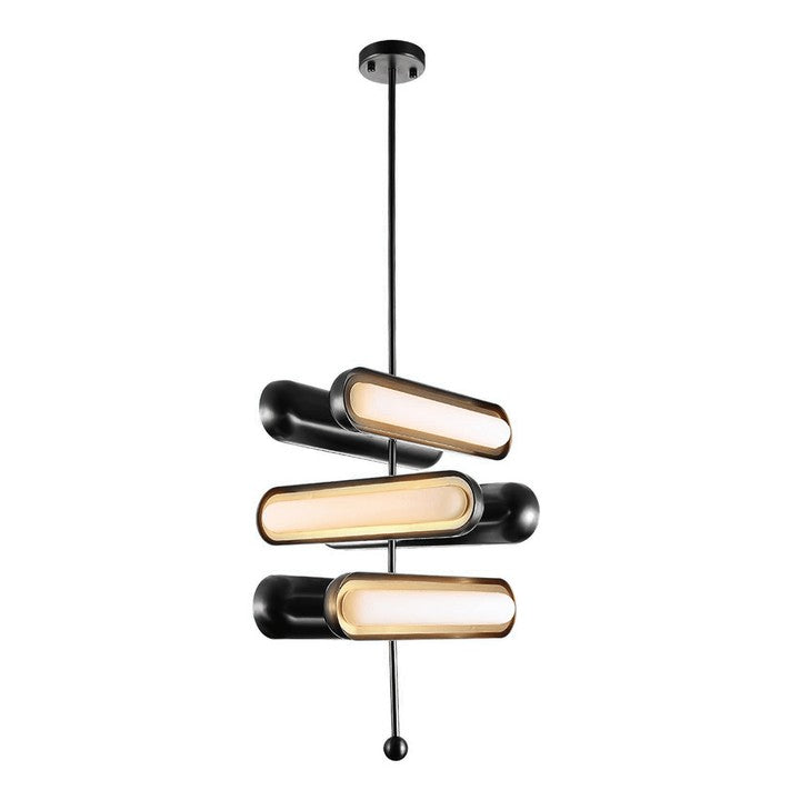 Adjustable LED Capsule Chandelier in Gold with Frosted Glass