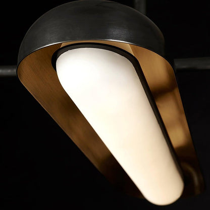 Adjustable LED Capsule Chandelier in Gold with Frosted Glass