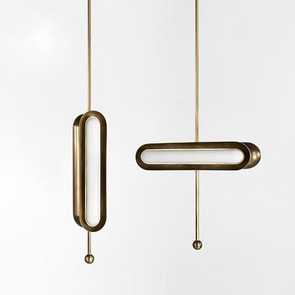 Adjustable LED Capsule Chandelier in Gold with Frosted Glass
