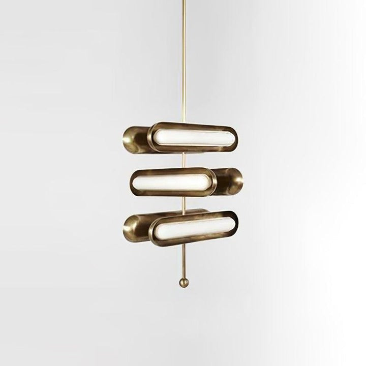 Adjustable LED Capsule Chandelier in Gold with Frosted Glass