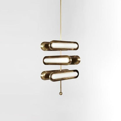 Adjustable LED Capsule Chandelier in Gold with Frosted Glass