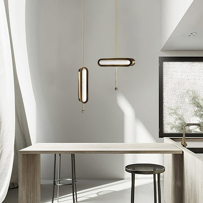 Adjustable LED Capsule Chandelier in Gold with Frosted Glass