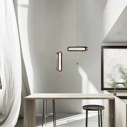 Adjustable LED Capsule Chandelier in Gold with Frosted Glass