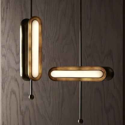 Adjustable LED Capsule Chandelier in Gold with Frosted Glass