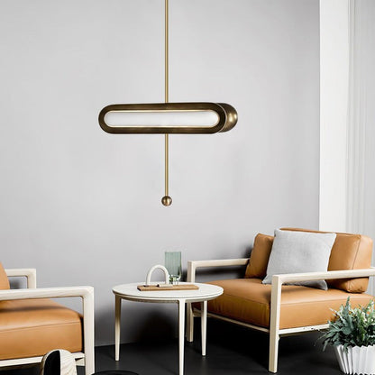Adjustable LED Capsule Chandelier in Gold with Frosted Glass