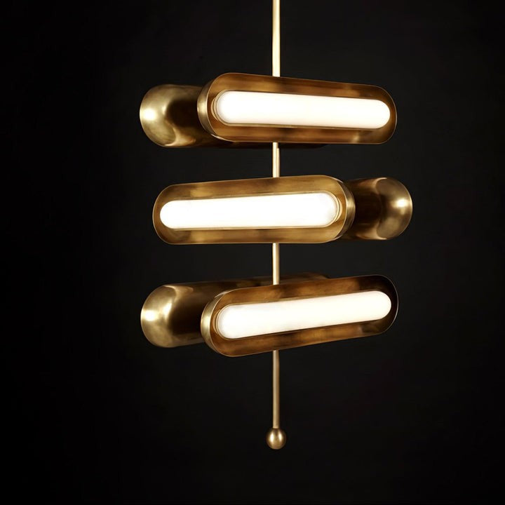 Adjustable LED Capsule Chandelier in Gold with Frosted Glass