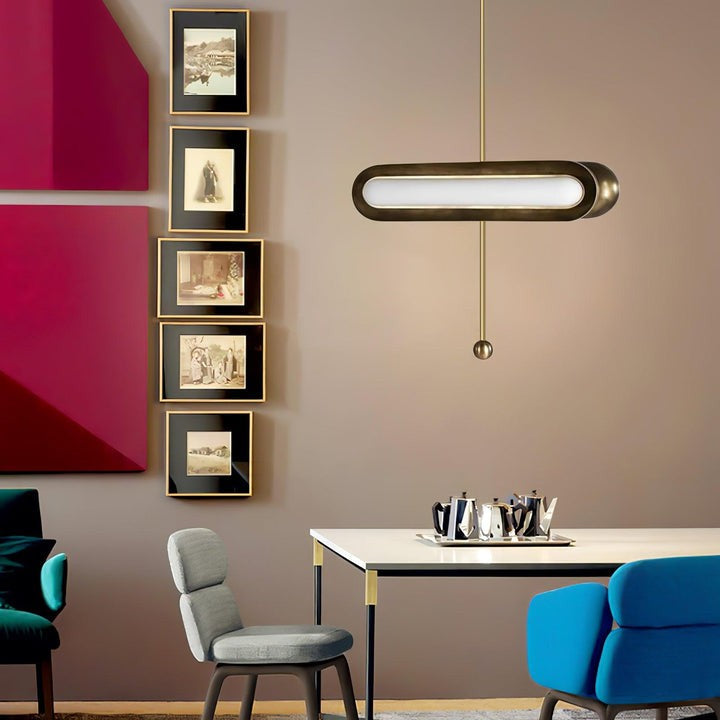 Adjustable LED Capsule Chandelier in Gold with Frosted Glass