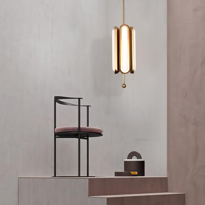 Adjustable LED Capsule Chandelier in Gold with Frosted Glass